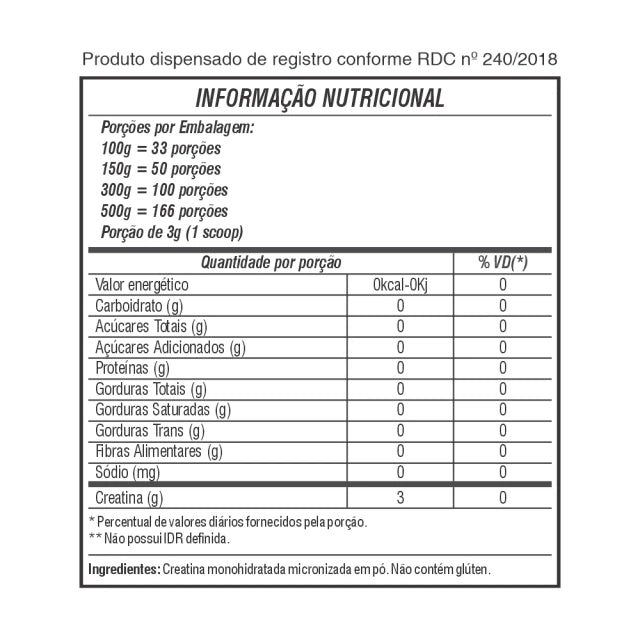 Creatina 100% Monohidratada Pouch 300g