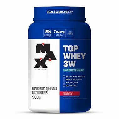 Top Whey 3W (900g) - Mais Performance - Morango